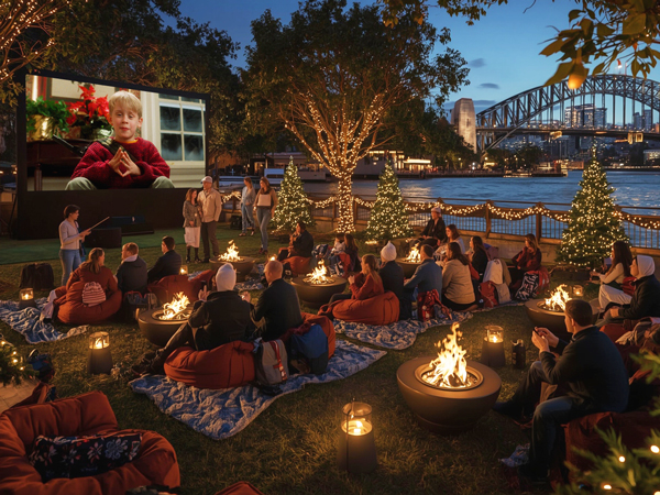 Fire Pit Cinema at Christmas in Juley festival in Sydney, NSW