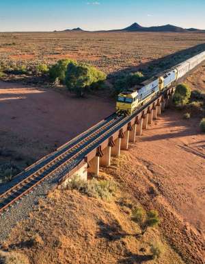 Indian Pacific drone shot in Broken Hill NSW