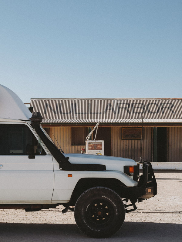 Car sitting at pit stop along the Nullarbor