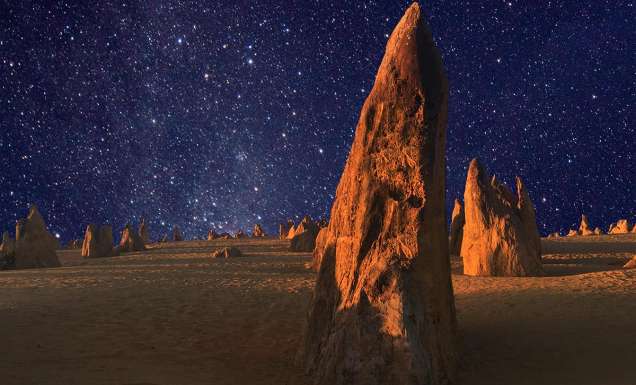 The pinnacles at night in Nambung National Park, WA
