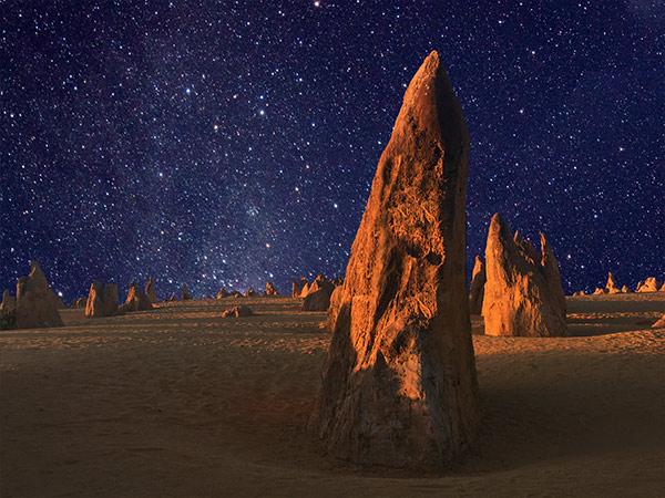 The pinnacles at night in Nambung National Park, WA