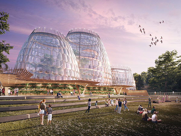 exterior render of Mt Coot-tha tropical dome after renovation