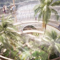 a render of the inside Mt Coot-tha tropical dome after renovation