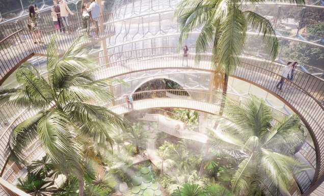 a render of the inside Mt Coot-tha tropical dome after renovation