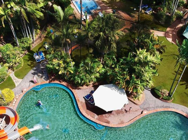 aerial pool view at BIG4 Ingenia Holidays Cairns Coconut pool from above