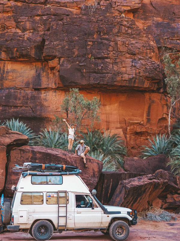 a 4WD traversing Binns Track on an NT road trip