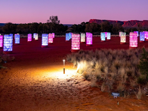 the Light-Towers by Bruce Munro at Kings Canyon