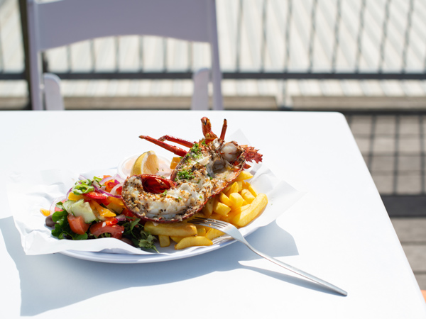 southern rock lobster on a plate at Apollo Bay Fishermen’s Co-Op