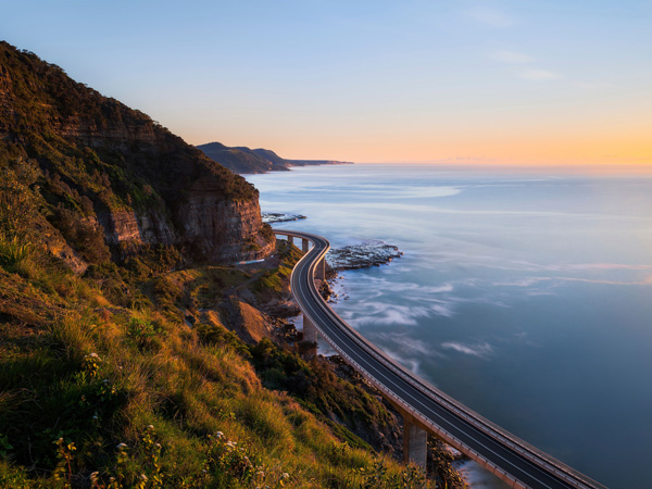 the Sea Cliff Bridge from above
