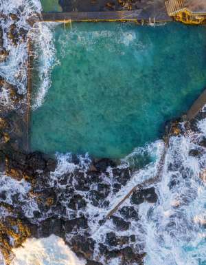 aerial of Blowhole Point Rock Pool, things to do in kiama