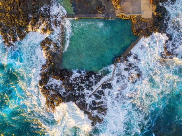 aerial of Blowhole Point Rock Pool in kiama
