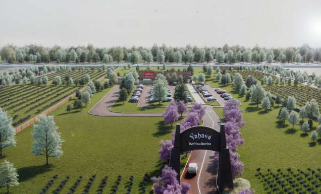An artist's impression of what could become Australia's biggest coffee roastery, Yahava KoffeeWorks in the Swan Valley, set to open in 2028