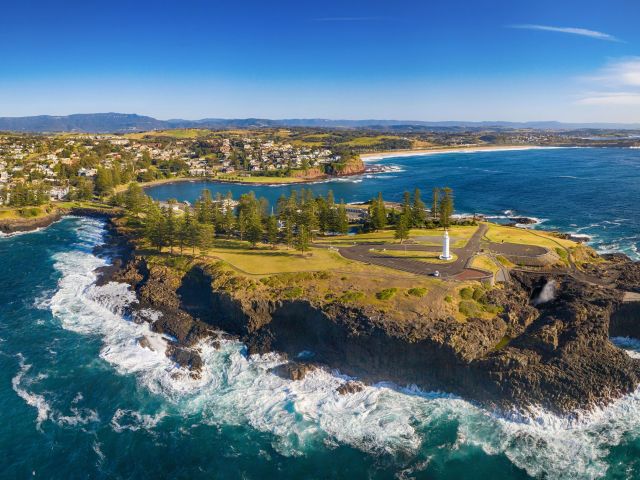 aerial shot of kiama blowhole point