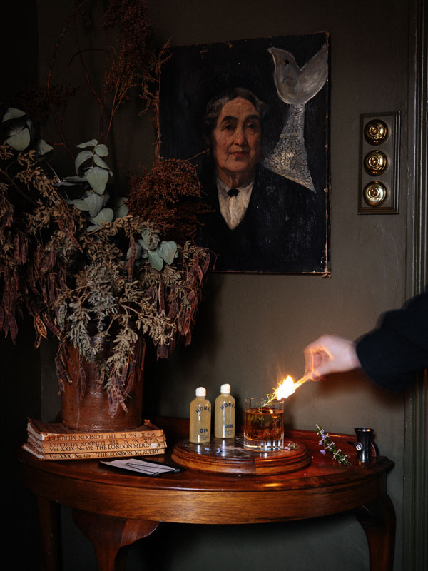 Cocktails inside Lumiere Lodge in Hobart