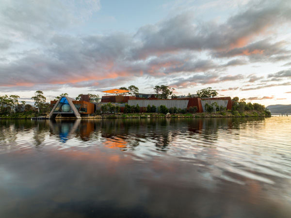 View of MONA from the water in Hobart