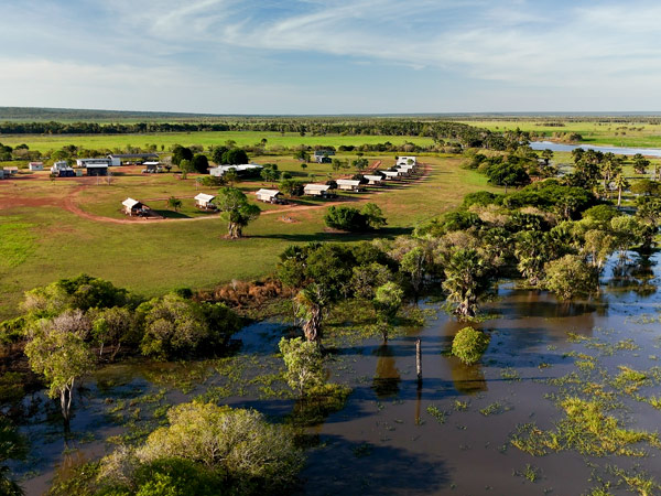 an aerial view of Murwangi Lodge, Arnhem Land