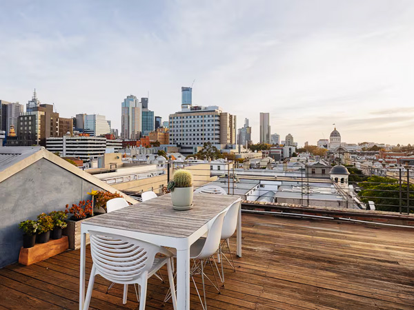 the private rooftop terrace at Penthouse on Gertrude, Melbourne accommodation