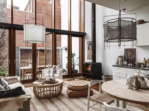 a 2-bedroom home with a fireplace and floor-to-ceiling glass windows, Melbourne accommodation