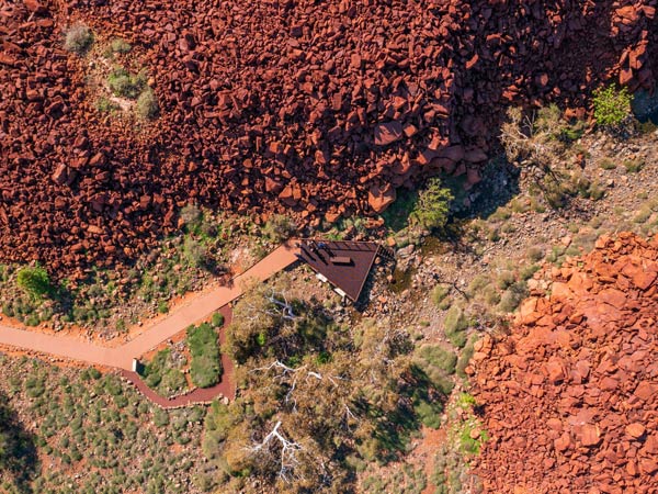 Murujuga Cultural Landscape rock art platform aerial