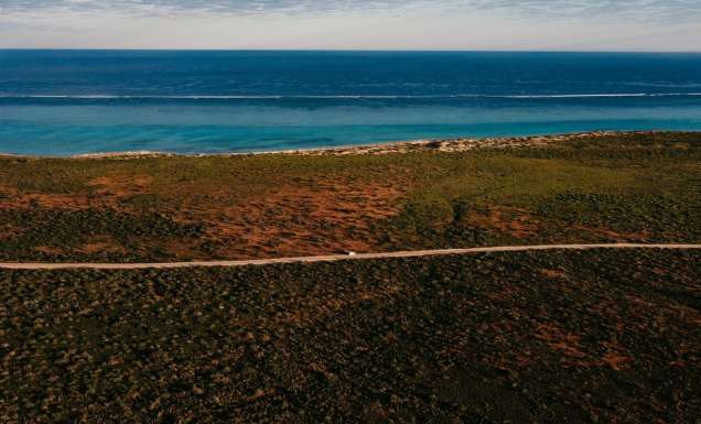 an aerial view of West Australian Coastline and Ningaloo Reef