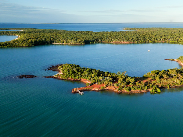 an aerial view of Seven Spirit Bay in Garig GunakBarlu National Park