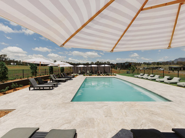View of the heated pool at The Lane Retreat