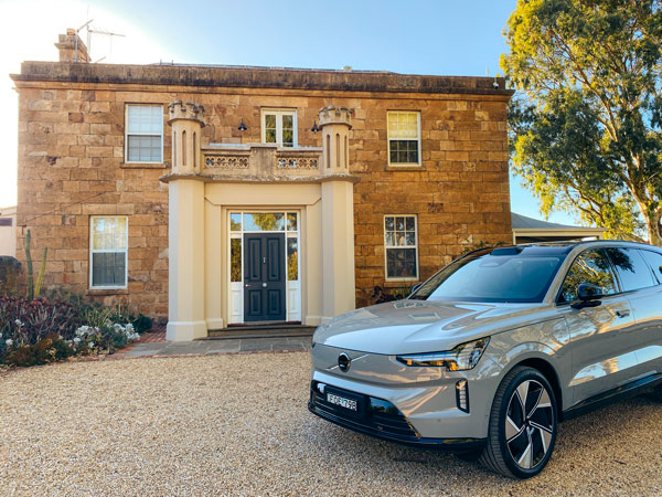 the volvo EX90 is parked in front of Kingsford The Barossa, SA by EV