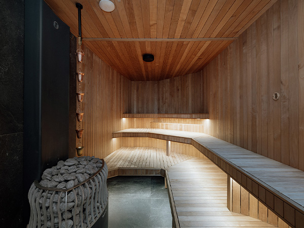 the sauna at Aqua Ignis bathhouse, Blue Mountains