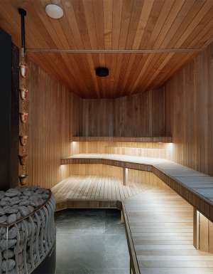 the sauna at Aqua Ignis bathhouse, Blue Mountains