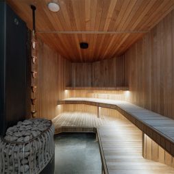 the sauna at Aqua Ignis bathhouse, Blue Mountains