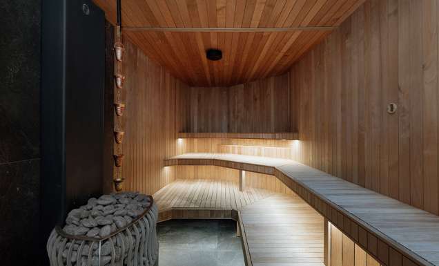 the sauna at Aqua Ignis bathhouse, Blue Mountains