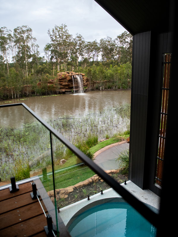 View of the deck of the Crocodile Cabins at Australia Zoo