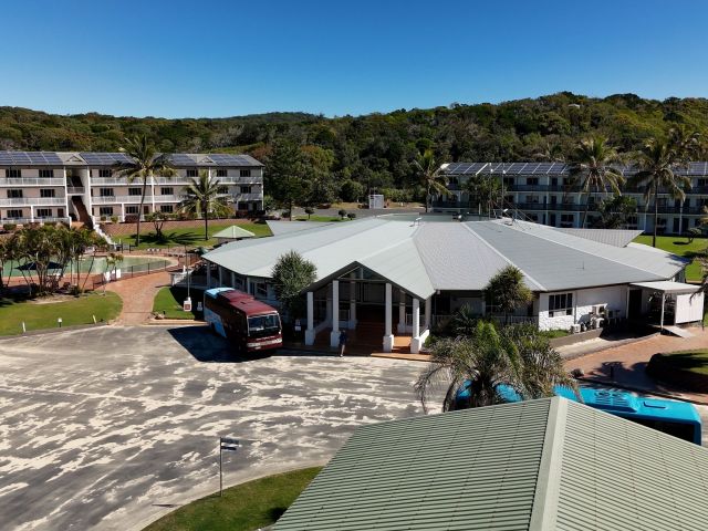 aerial of K'gari Beach Resort and McKenzie's on 75