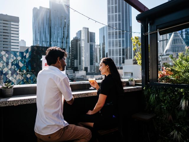 enjoying drinks at Goldilocks, Melbourne CBD