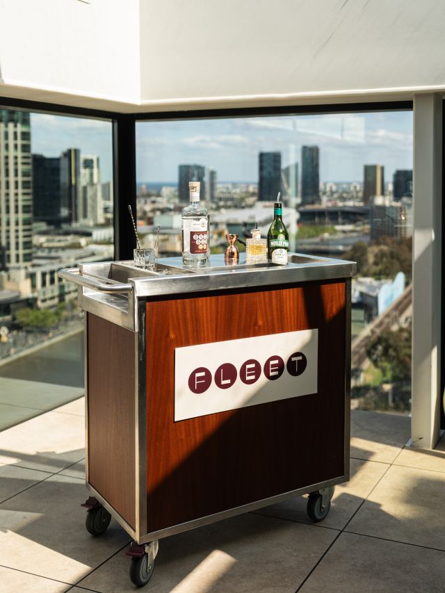 Fleet Rooftop Bar martini cart, Melbourne CBD