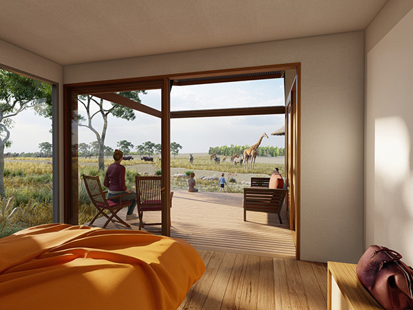 Serengetti room interior render Taronga Western Plains Zoo