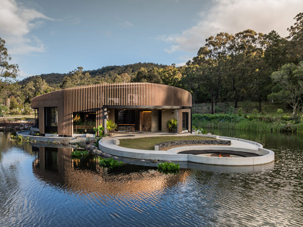 Sit around the sunken fire pit at SOL Elements Bathhouse
