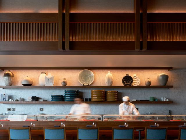 chefs busy preparing at Nobu Sydney