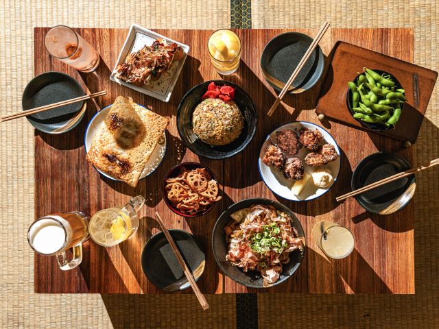 karaage and gyoza paired with Japanese highball cocktails at Nakano Darling