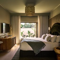 A green coloured room at Swell Hotel Byron Bay