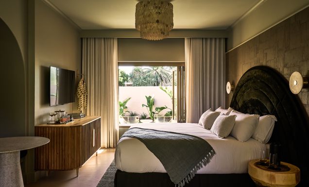 A green coloured room at Swell Hotel Byron Bay
