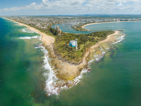 an aerial view of Point Cartwright Reserve