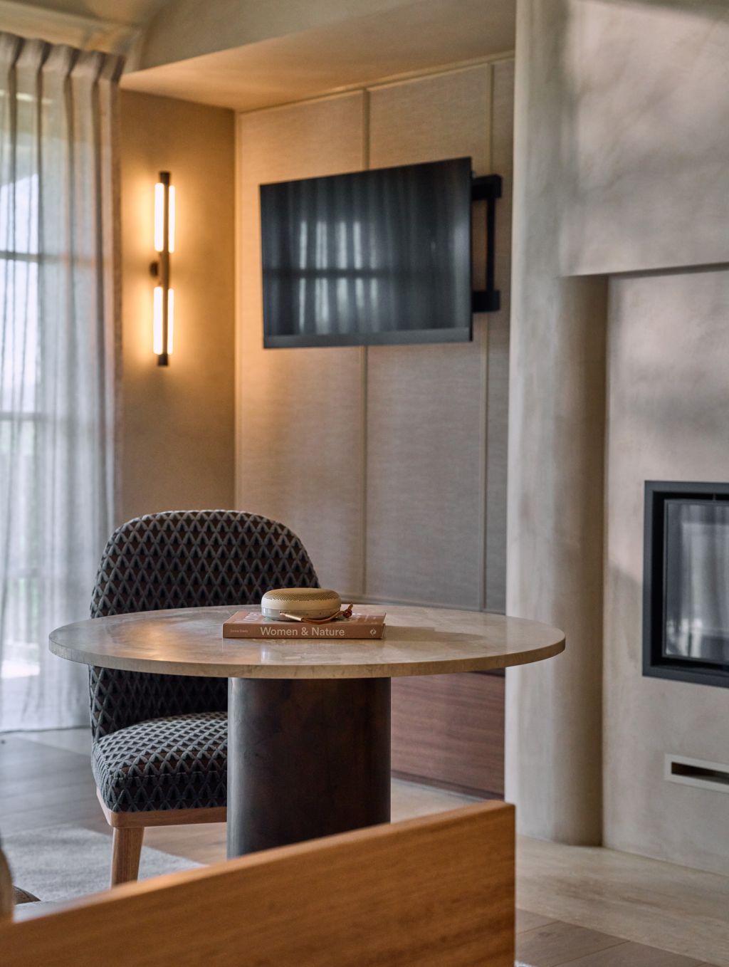 Dining area inside The Sanctuary Villa with bath