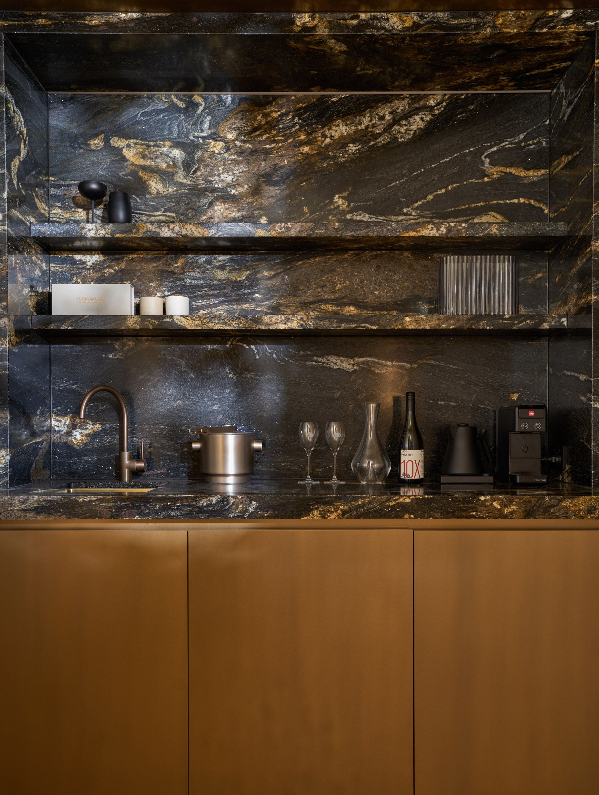 The bar inside The Villa with bath at The Sanctuary