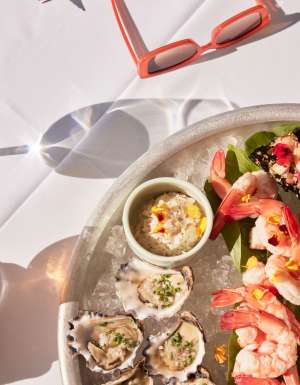 A delicious seafood platter served at the Icebergs Dining Room and Bar, Bondi.