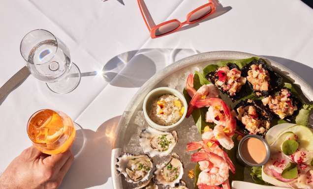 A delicious seafood platter served at the Icebergs Dining Room and Bar, Bondi.