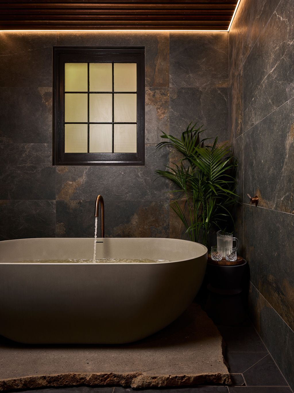 slate-coloured tiles feature in the new private bathing rooms at Hepburn Bathhouse & Spa