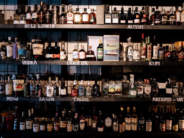 spirits on display at Mr West, Footscray