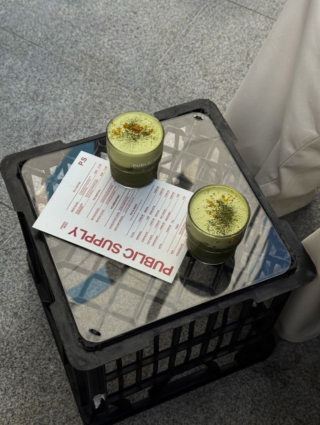 Matcha menu at Public Supply