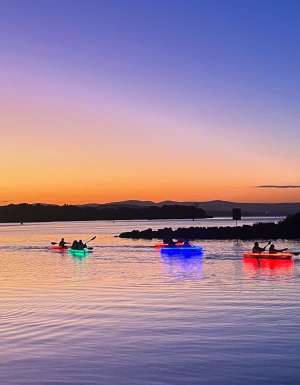a tour group on the water from Showtime Kayaking Tours